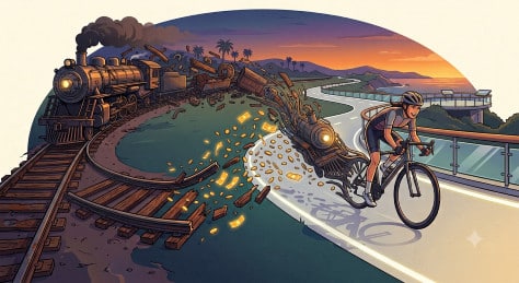 Train becomes bicyclist